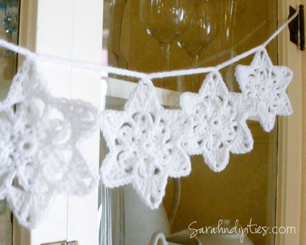 Things to Make Crochet Snowflake Star Garland Free Pattern