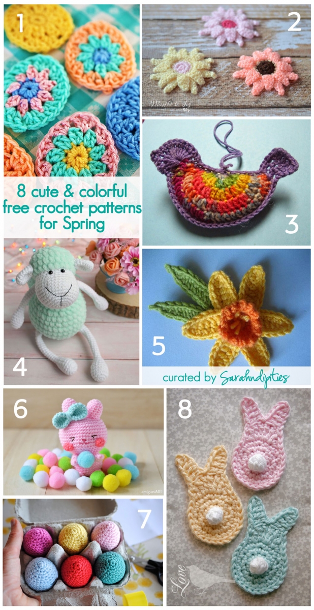 Download Feature Friday: 8 Cute & Colorful Free Crochet Patterns for Spring! | Sarahndipities